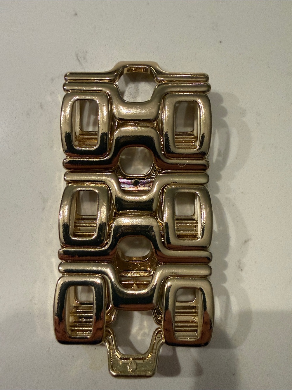 Gold Geometric Link stretch cuff bracelet